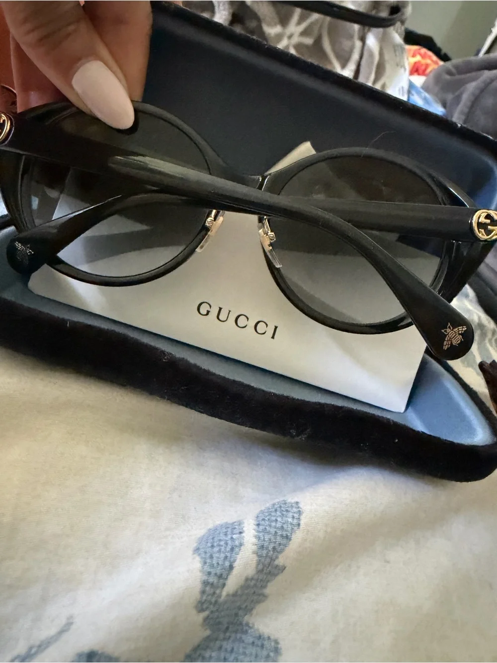 Gucci Black Frame with Gray Gradient Lenses Round Sunglasses